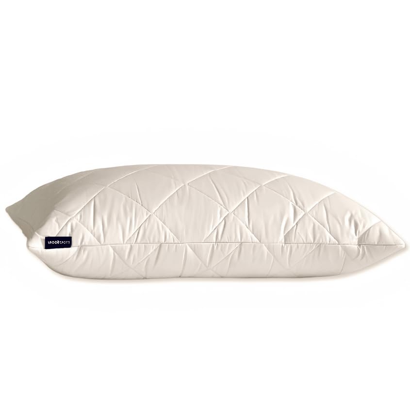 Woolroom Premium Organic Washable Bed Pillow (Standard) 100% Organic British Wool - Customizable Hypoallergenic Thermoregulating Feather/Down Alternative - 300td Highly Breathable Organic Cotton Cover