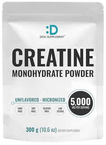 Instant Creatine Monohydrate Powder, 5g Per Serving – 60 Servings | Micronized, Unflavored, Fast Absorbing Formula | Supports Strength, Power & High-Intensity Training | Vegan, Keto, Non-GMO