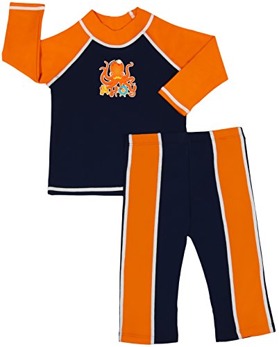 grUVywear Baby | Toddler Boys Rash Guard Long Sleeve Swimsuit Set 2 Piece UPF 50 - Octopus Garden | 18-24 Months