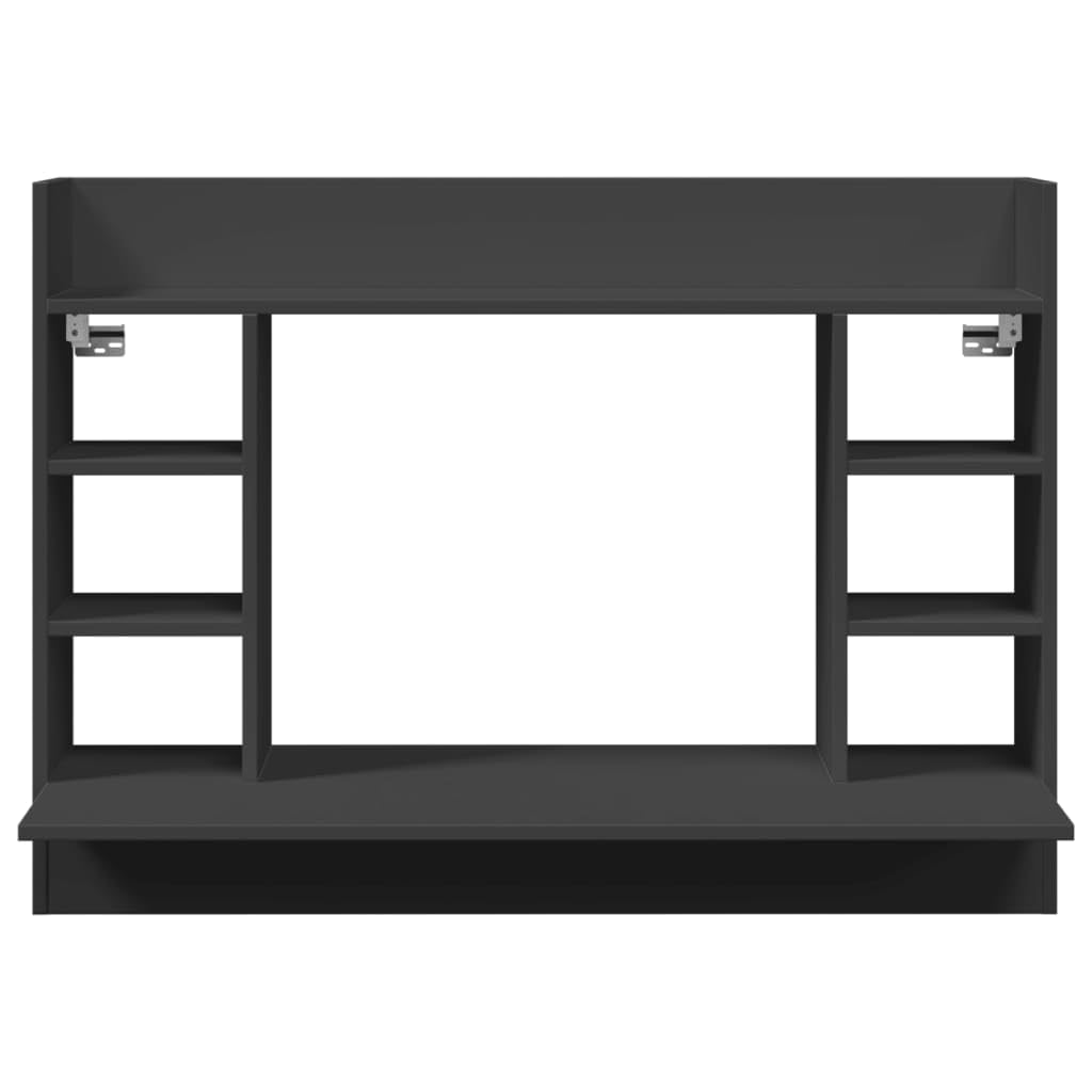 Scrivania a Muro Nera in Legno, Dimensioni 105 x 48 x 75 cm, con vano portaoggetti e ripiano, Ideale per Ufficio e casa. Versatile e salvaspazio.
