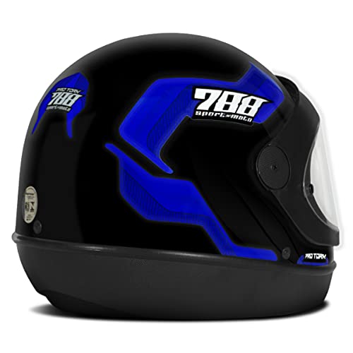 Capacete Moto Pro Tork New Semiautomático Preto E Azul 788 58