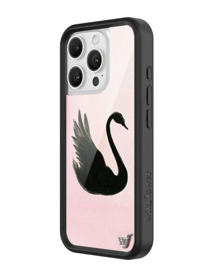 Image of Wildflower Cases - iPhone 16 Pro Compatible - Black Swan | Impact-Certified 6.5 ft Drop Protection Case, Raised Protective Bumper, Cute Aesthetic Design, Women-Owned Small Business