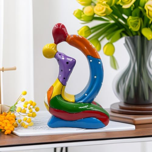 Sculpture de couple idée cadeau romantique | Statuette baiser coloré art moderne abstrait - 7