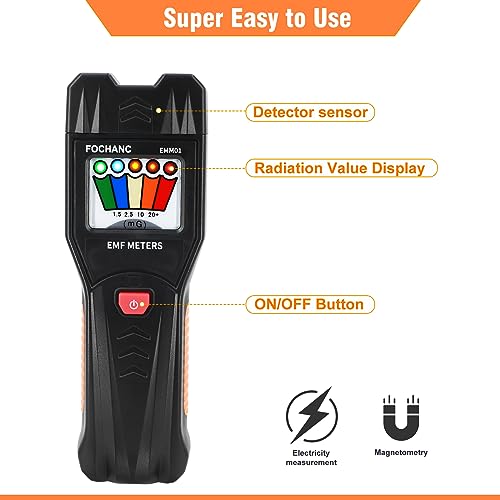 FOCHANC Medidor de Emf com Detector de Campo Magnético de 5 Leds, Testador de Equipamento de Caça Fa