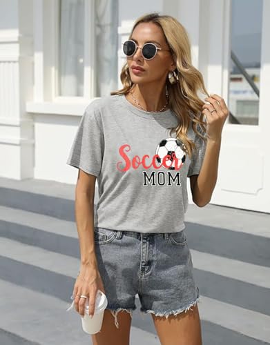 YUYUEYUE Women Soccer Mom Letter Printed T Shirt Football Graphic Fashion Top Tee3