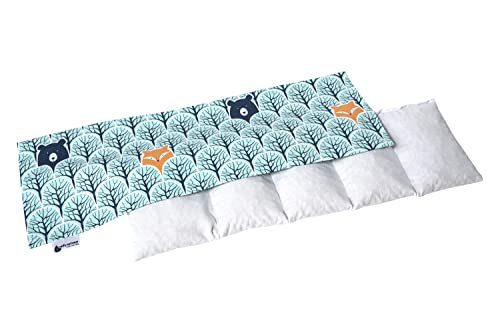 Medi Partners Saco de Semillas para Microondas 60x20cm Cojin 800g 100% Algodón 5 cámaras Saquitos bolsa Semillas calor Microondas Saco Termico (Bosque)