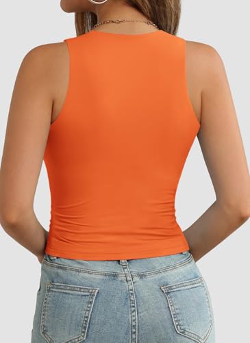 Image of ATHMILE Womens Double Lined Crop Tank Tops Casual Basic Shirts Sleeveless Workout Tops Cute Summer Clothes Teen Girls