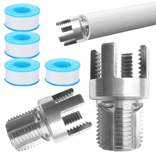 2 Stück PVC Rohrgewindeschneider, Innen Außengewindeschneider, 1/2 Zoll und 3/4 Zoll Wasserrohr Gewindeöffner mit 4 Dichtband, Wasserrohr-Gewindeschneider mit Rohreinfädler für Profis und Heimwerker