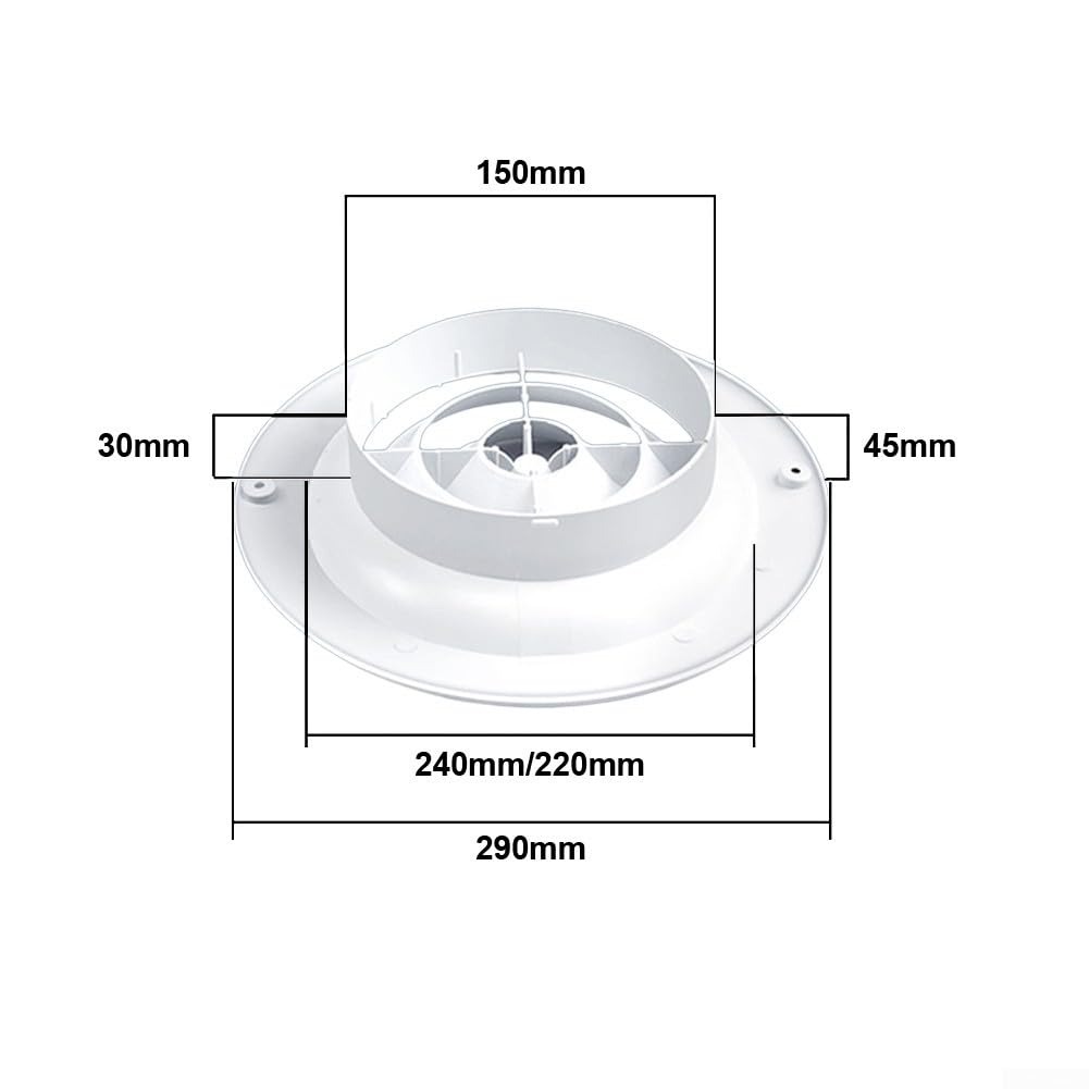 15,2 Cm Runder Lüftungsschlitz Aus ABS – Verstellbar, Weiß, Für Bad, Küche & Büro