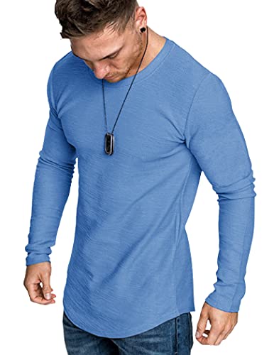 COOFANDY Men 2 Pack Muscle Fitted T Shirt Gym Workout Athletic Long Sleeves Tee3