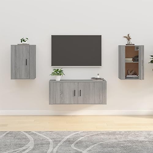 Support console audio vidéo Sonoma gris avec rangement multimédia mural de 40cm - 2