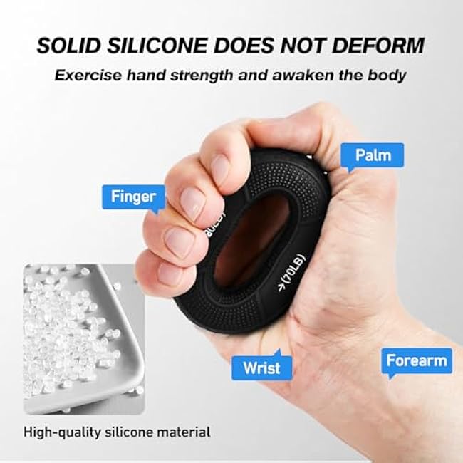 Hand Grip Strengthener Rings - 4 Pack Finger Exerciser Grip Strength Trainer Silicone Squeezer Gripper for Muscle Strengthening Training Forearm Grip Workout Stress Relief Rehabilitation 30LB-80LB