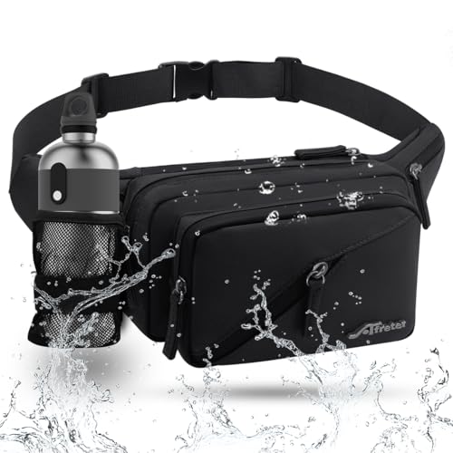 REETEE Sac Banane pour Femme et Homme Imperméable Sacoche Banane avec Porte Bouteille, Grande Capacité Ceinture réglable Banane Homme pour Balade Escalade...