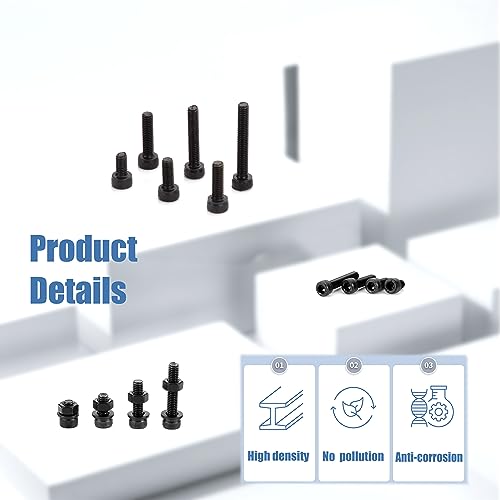 KOXXIAMOQ 600 Pcs M3 M4 M5 Nuts and Bolts Set, Hex Socket Head Cap Screws Bolts and Nuts and Washers Set - Image 4