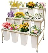 LIYUANJUN Flower Plant Display Stand with 12 buckets, 3 Tier Party Flower Rack With Movable Wheel...