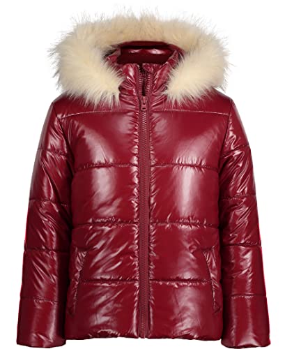 HUDSON Girls' Hooded Winter Puffer Jacket, Heavy Weight Coat with Full Length Zipper