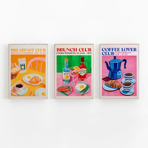 Food Lover Club Retro Kitchen Decor Canvas Vintage Colorful Food