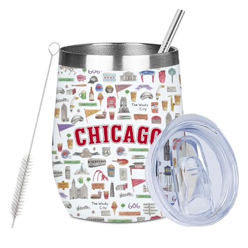 Chicago Gifts Travel Souvenir Wine Tumbler 12 oz Insulated Wine G...