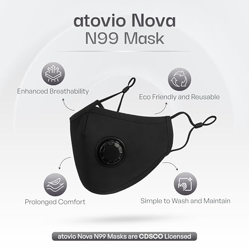 Image of Atovio Clean Air Kit | Corporate Gifts for Employees, Clients & Teams | Premium Wellness Gift Box with Wearable Air Purifier, N99 Mask, PM2.5 Filters & Nasal Strips - Moonlight Black