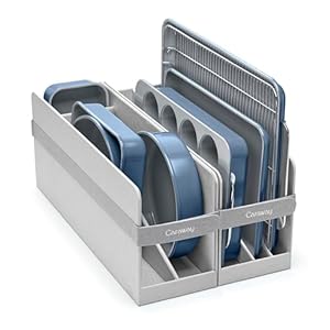 Caraway Nonstick Ceramic Bakeware Set (11 Pieces) - Baking Sheets, Assorted Baking Pans, Cooling Rack, & Storage - Aluminized Steel Body - Non Toxic, PTFE & PFOA Free - Slate Caraway Nonstick Ceramic Bakeware Set 11 Pieces Baking Sheets Assorted Baking Pans Cooling Rack Storage Aluminized Steel Body Non Toxic PTFE PFOA Free Slate