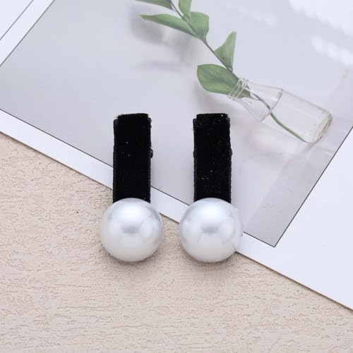 Pinza vintage de perlas en terciopelo negro para cabello miniatura 4