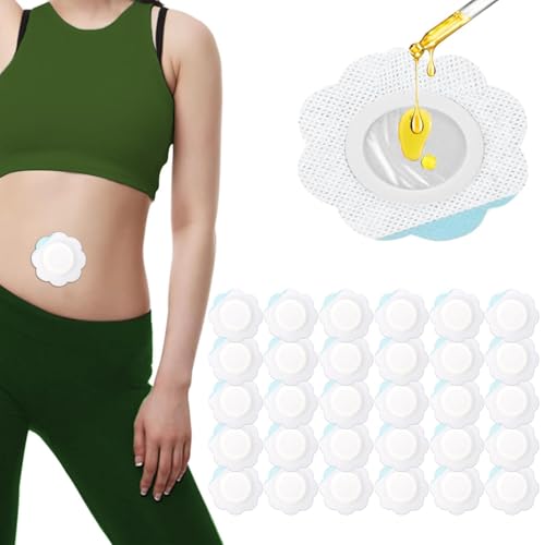 Wbgraceful 30-Piece Organic Cotton Castor Oil Pack Wraps | Disposable Self-Adhesive Floral Pads for Detox Pain Relief Skin Health | Reusable Patches (Oil Excluded) | Flower-Shaped Design