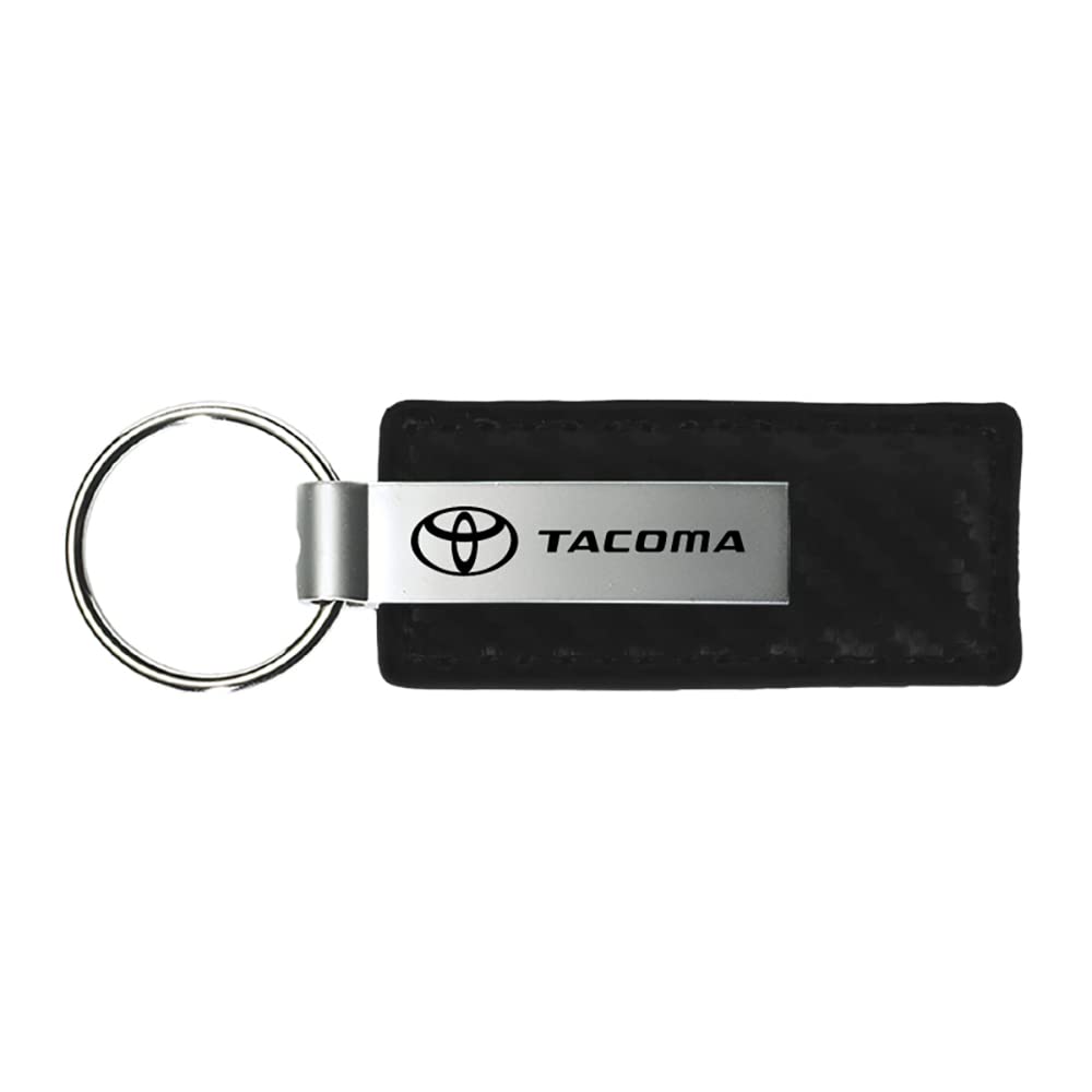 AU-TOMOTIVE GOLD Carbon Fiber Rectangular Leather Key Chain for Toyota Tacoma (Black)