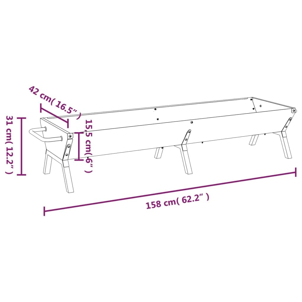 vidaXL Plateau pour Barbecue Argenté 158x42x31 cm Acier Inoxydable, Plateau de Gril, Plateau de Charbon de Bois, Plateau de Fumeur