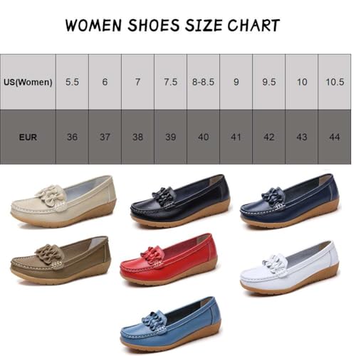 Image of Women's Genuine Leather Platform Loafers Classic Casual Comfort Slip-On Shoes Soft Sole Dress Shoes
