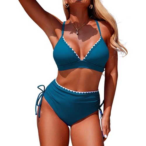 Maillot de bain deux pièces col en V chic et coupe haute pour l'été