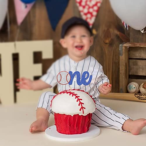 1 Pack Baseball One Cake Topper Glitter Sport Theme First Birthday Cake Decoration For Baseball Theme Kids 1St Birthday Party Cake Decorations Supplies #TOP4
