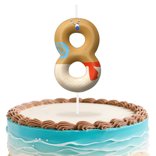 Image of Hawaii Number 8 Birthday Candles, Island Themed Cake Topper for Boys Girls Cake Decorations, Birthday Decorations Party Supplies, Number Candles for Party Decor