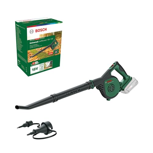 Bosch 18V Cordless Leaf Blower Without Battery, 2-Speed Selection, Includes Leafblower Nozzle and Inflator Nozzle (UniversalLeafBlower 18V-130)