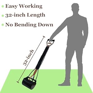 Pooper Scooper, Large Pooper Scooper for Dogs Heavy Duty, Dog Pooper Scooper with Long Handle & High Strength Durable Spring, Foldable Dog Poop Pick Up (32-inch) (Brown(Bottom Seamless))