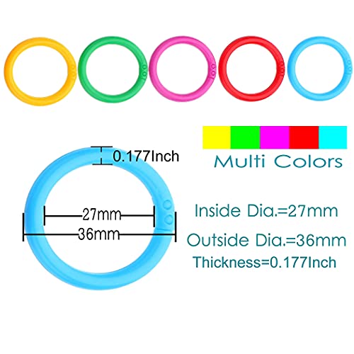Ninahouse Box Packed 1 Inch Plastic Loose- Leaf Rings Multi-Color Binder Rings .Flexible Plastic Book Rings For Scrapbook Notebook Keychain （Packed 100Piece/5Colors） #TOP3