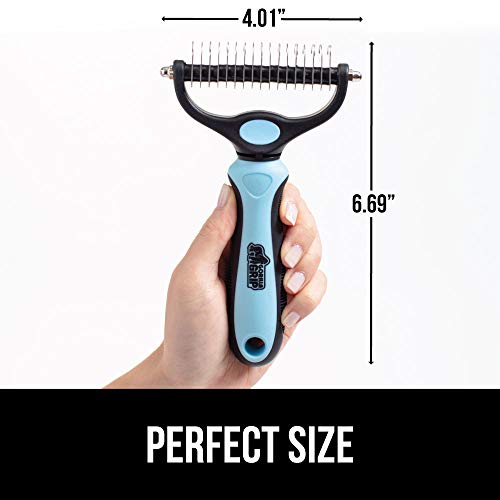 Gorilla Grip Stainless Steel Pet Grooming Rake, Comfort Handle, Dematting And Deshedding Dog Brush, Prevent Mats And Tangles, 2 Sided Cats And Dogs Hair Comb, Groom Short Long Undercoat Fur, Turquoise #TOP7