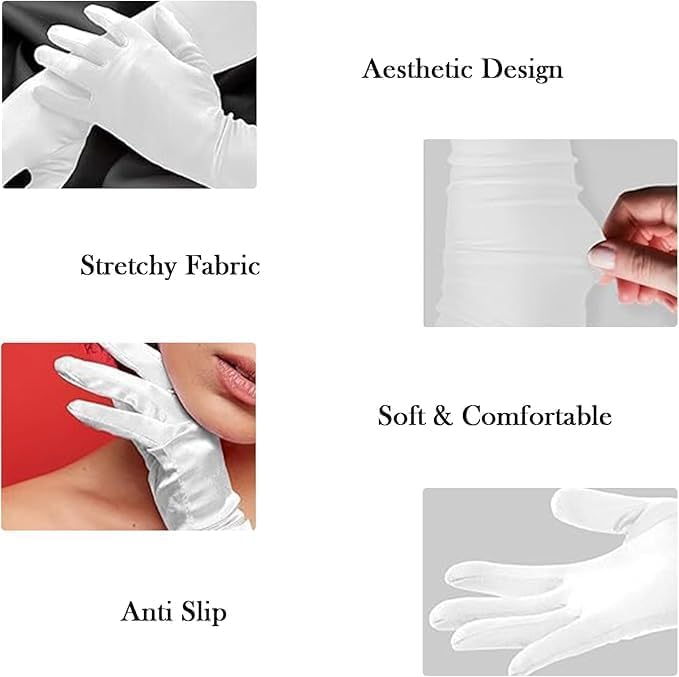 Flosfjylo 2 Pcs Long Gloves Women Formal, Satin Glove, Stretchy Elbow Length Gloves - Image 3