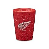 Rico Industries NHL Hockey Detroit Red Wings 2oz Ceramic Shot Glass for Fans, Laser Engraved In Team Color Single Shot Glass