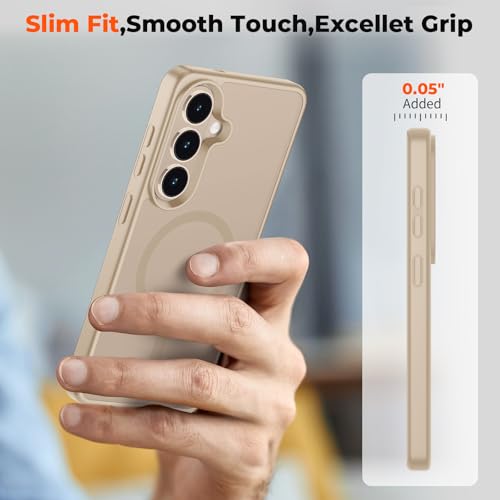 Image of SUPFINE Magnetic for Samsung Galaxy S26 Case with Screen Protector, (Built-in Magnets) (Military Grade Drop Protection) Slim Translucent Shockproof Phone Case,Pink Gold