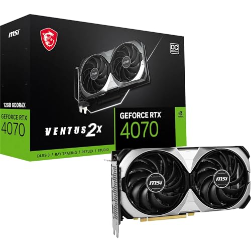 MSI GeForce RTX 4070 Ventus 2X 12G OC Carte Graphique - 12 Go GDDR6X (21 GB/s, 192-bit), PCIe 4.0-2 x Ventilateurs TORX 4.0 - HDMI 2.1a, DisplayPort 1.4a