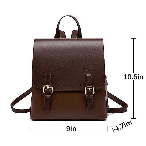 Image of JIUFENG Mini Leather Backpack for Women, Ladies Small Backpack Purse, Sleek Handbag Travel Daypack, Coffee