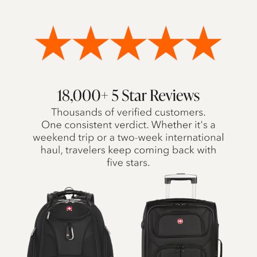 SwissGear Sion Softside Expandable Spinner Luggage Durable Lightweight Travel Suitcase, Black, 2-Piece Set (Carry-On/Backpack) - image 9