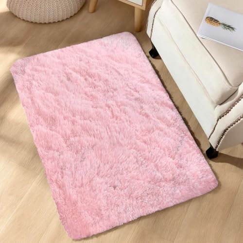 Image of 2x3 feet Soft Runner Rug for Living Room and Bedroom, Modern Indoor Floor Carpet with Non-Slip Backing, Comfortable Decorative Home Decor Rug, Easy Clean & Durable- (Pink, Rectangular)