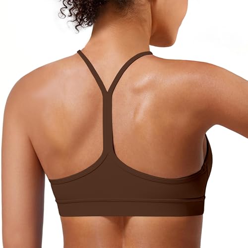 Image of MIRITY Padded Y-Back Sports Bra for Women - Racerback Low ImpactYoga Workout Top with Spaghetti Strap Pack of 3