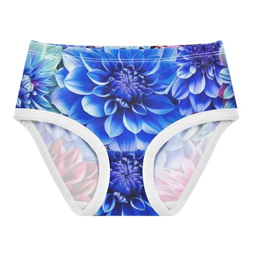 Vibrant Dahlia Flowers Blue Toddler Underwear Floral 2t Cotton Girl Panties Cute Aesthetic Kids Briefs Undies