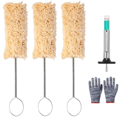 Image of 3 Pack Extra Long Tire Lube Brush Applicator Swab,11.7 inch Length, Handle Tire Lubricant Brush Applicator Swab Set for Changing Tires,Come with Tread Depth Gauge