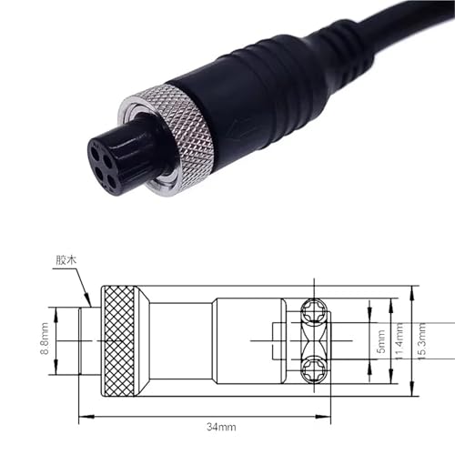Cable de aviación M12 conector de 2 pines hembra para solucionar cortes de vídeo 6