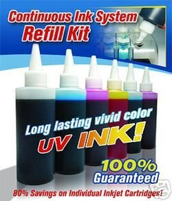 Gigablock CIS Refill Kit with 6 Color UV(Ultra Violet) resistant Ink for Epson Artisan 700 730 & Artisan 800 837 All-in-One Continuous Ink System (Related Cartridge # : T098120, T098220, T098320, T098420, T098520, T098620)