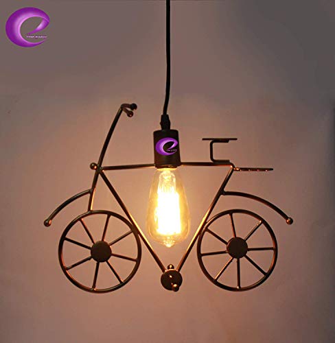 Image of GreyWings Vintage Cycle Shaped Hanging Light for Home Decor, Antique Pendant Lamp, Decorative Industrial Style Lamp for (Bulb Not Included) Small Pack of 2