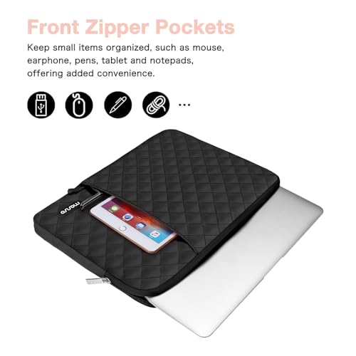 14" Mosiso Quilted Laptop Sleeve w/ Small Pouch (Black) - image 2